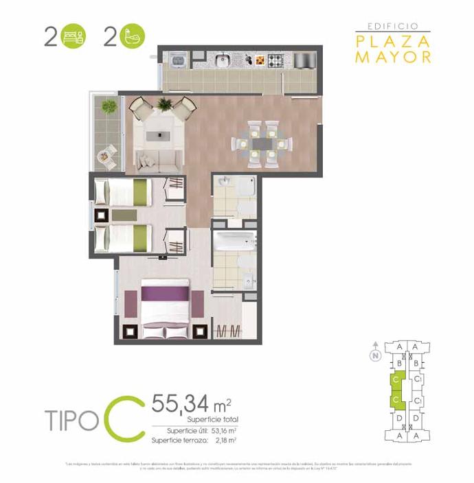 Planta tipo 3 · 3 dormitorios