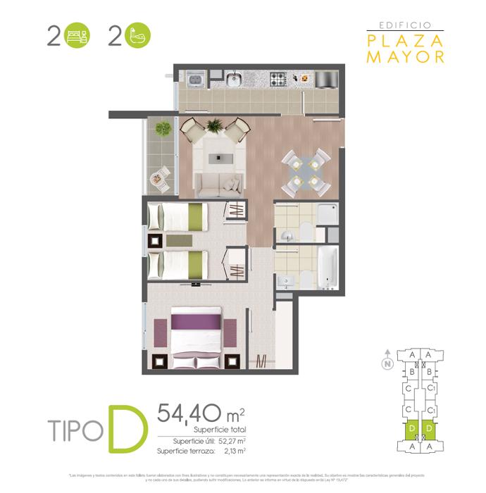 Planta tipo 5 · 2/3 dormitorios